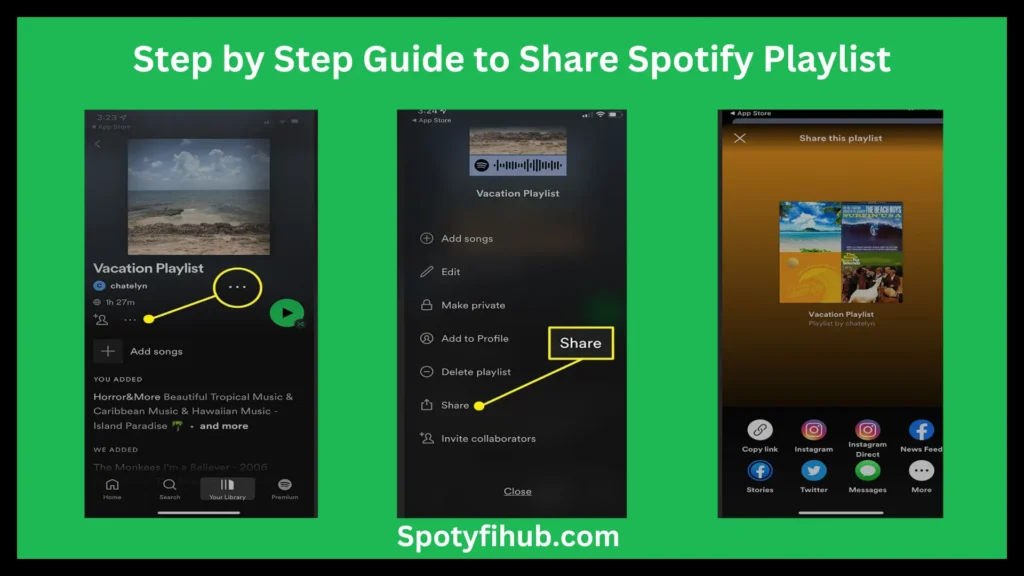Step by step guide to share spotify playlist