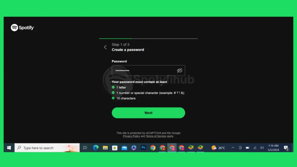 Add password in spotify creation
