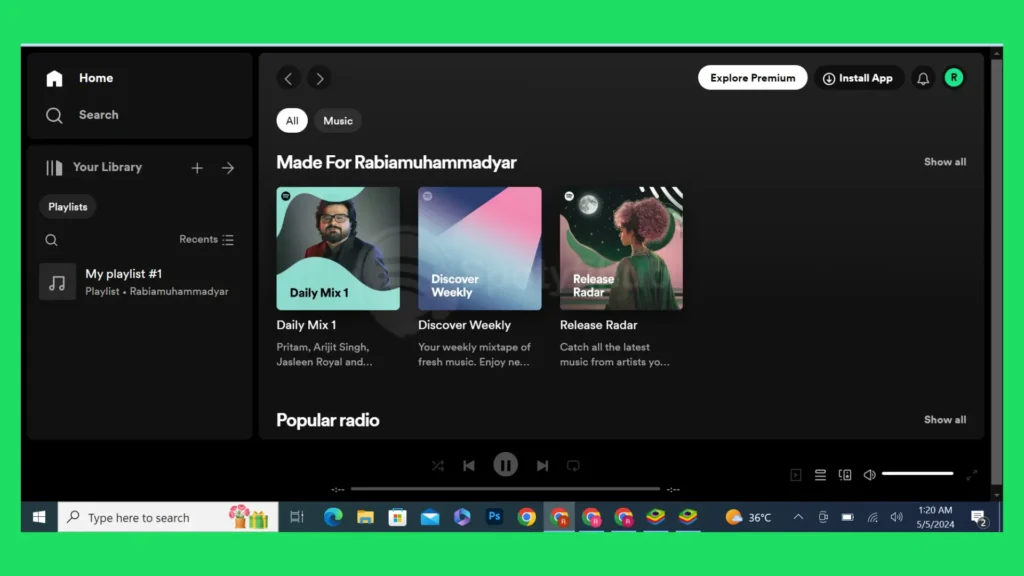 spotify account created